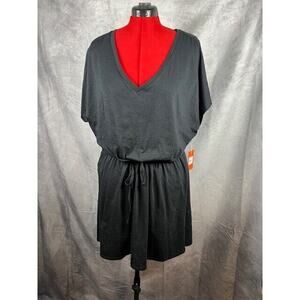 Freely Women's Missy V Neck Slit Tunic Cover Up XL Black XL NWT